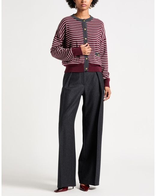 Brunello Cucinelli Red Burgundy Cardigan Virgin Wool, Cashmere, Silk
