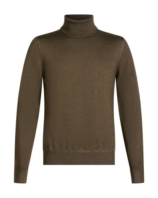 Gran Sasso Green Military Turtleneck Virgin Wool for men