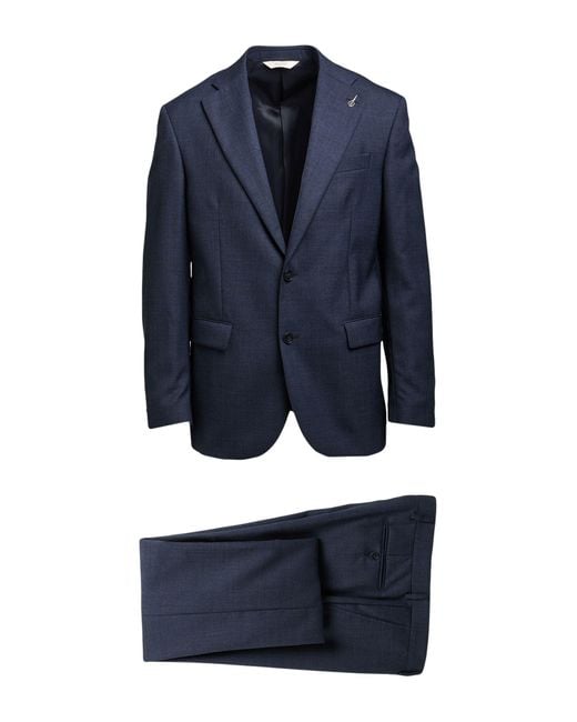 Paoloni Blue Midnight Suit Wool for men