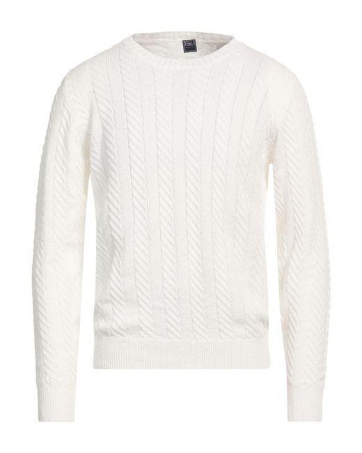 Fedeli White Sweater Cotton for men