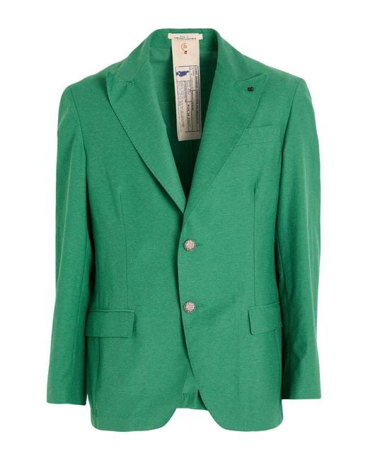 Messagerie Green Blazer Linen, Viscose, Elastane for men
