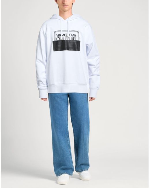 Versace Jeans Couture White Sweatshirt Cotton, Elastane for men
