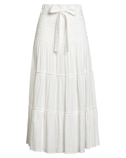 Pinko White Maxi Skirt Cotton, Elastane
