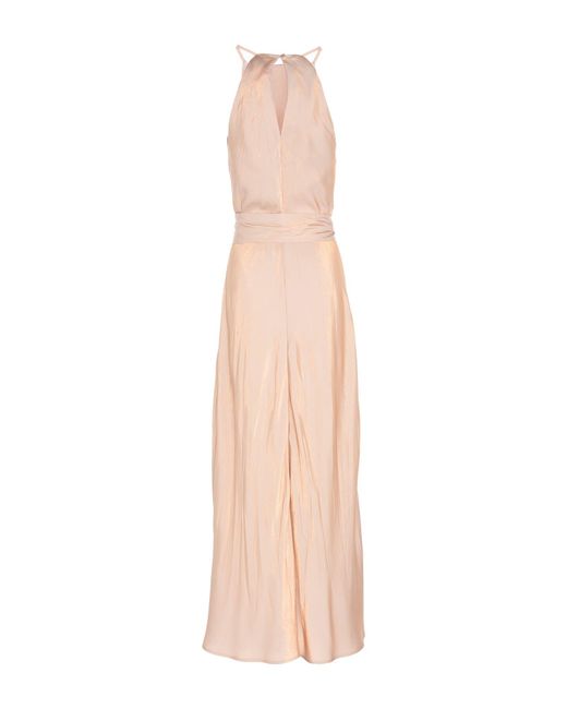 SOLOTRE Natural Sand Maxi Dress Viscose, Polyester