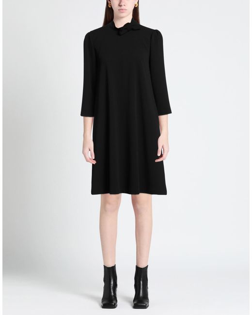 TROIS FLEURS Black Mini Dress Polyester, Elastane