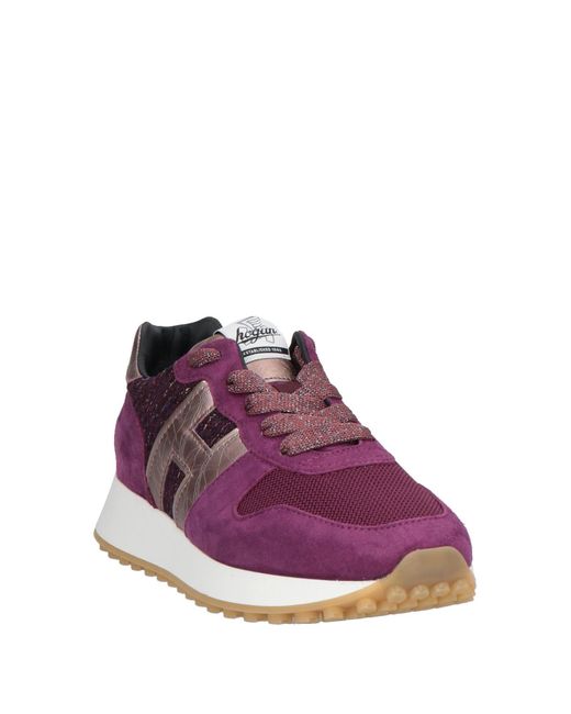 Hogan Purple Metallic Suede Lace-Up Sneakers