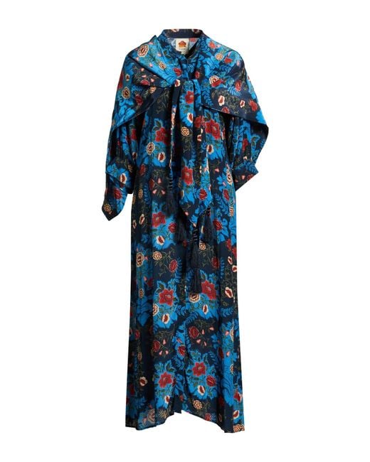 Farm Rio Blue Azure Midi Dress Viscose
