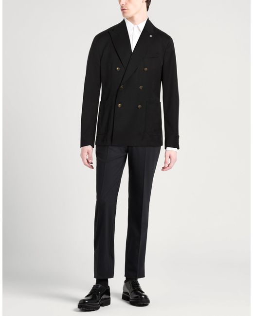 Manuel Ritz Black Blazer Wool, Elastane for men