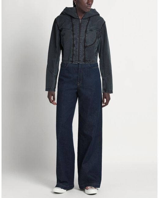 Hyein Seo Blue Charcoal Jacket Cotton, Polyurethane