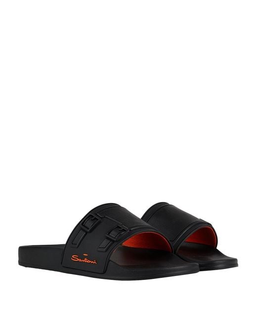 Santoni Black Sliders