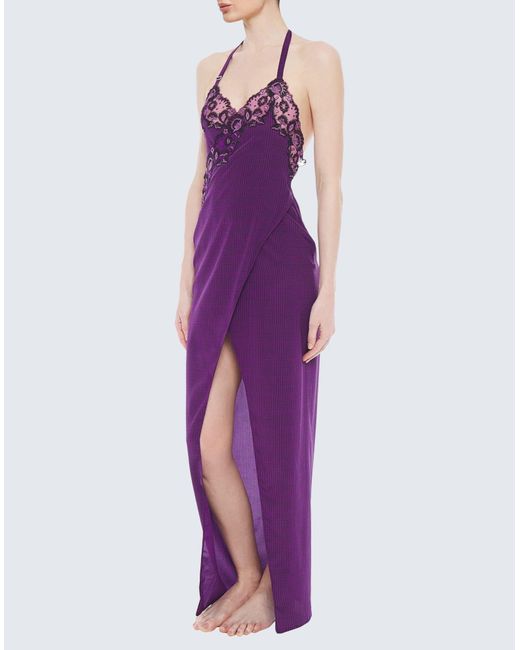 La Perla Purple Slip Dress Silk, Elastane