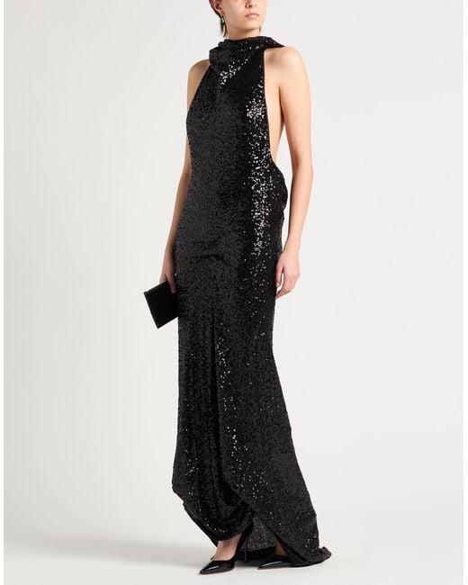 Pinko Black Maxi Dress Nylon, Elastane