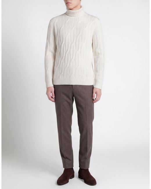 LUIGI GENTILE White Ivory Turtleneck Cashmere for men