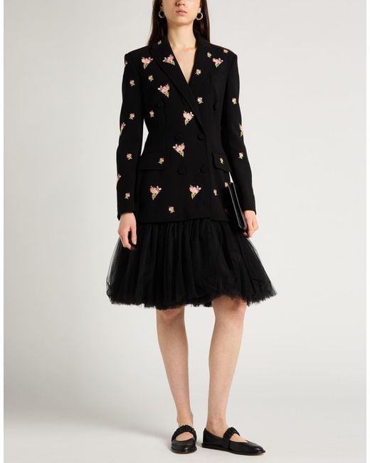 Moschino Black Couture Coat Polyester, Polyurethane, Polyamide