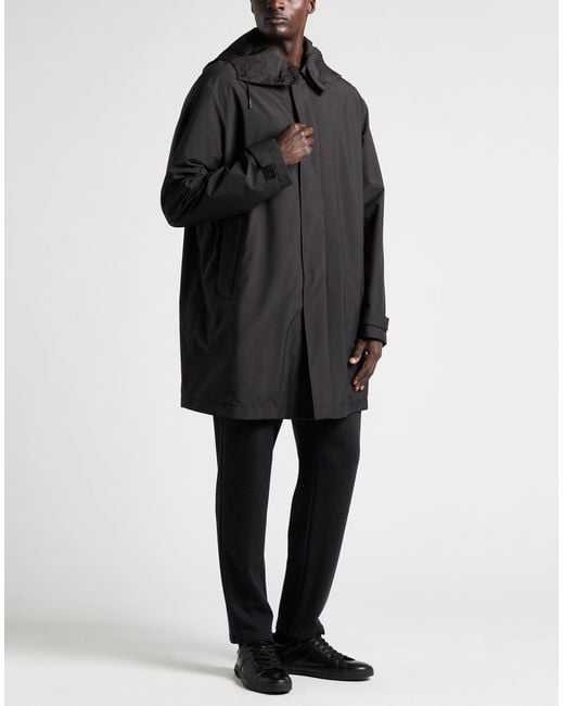Zegna Black Overcoat & Trench Coat Polyester for men