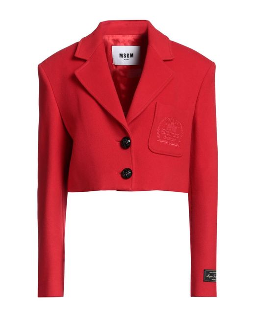 MSGM Red Blazer Virgin Wool, Polyamide