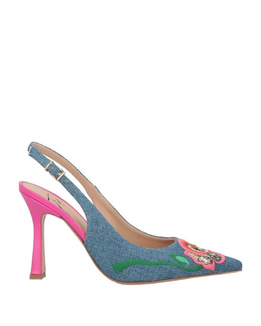 Roberto Festa Blue Pumps Textile Fibers, Leather