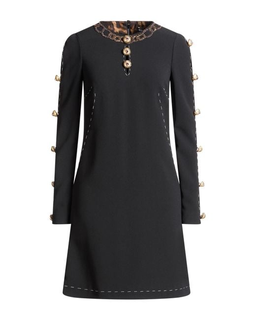 Dolce & Gabbana Black Mini Dress Viscose, Acetate, Elastane, Brass, Silk