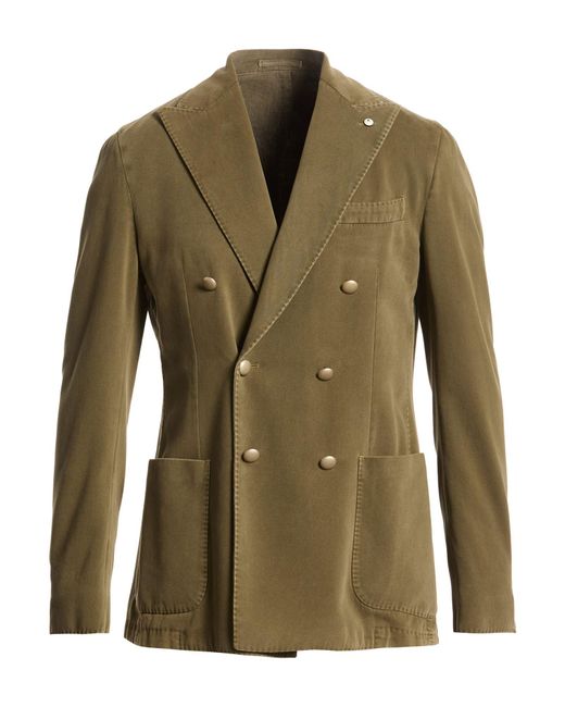 L.b.m. 1911 Green Blazer Cotton, Elastane for men