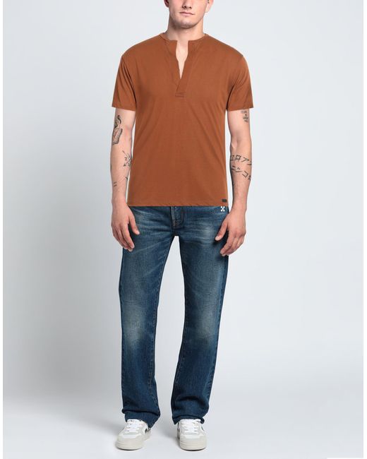 Takeshy Kurosawa Brown T-Shirt Modal, Polyester for men