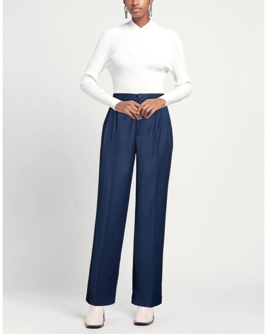 Forte Blue Pants Polyester, Viscose, Elastane