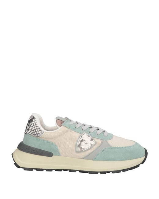 Philippe Model White Sneakers Leather, Textile Fibers
