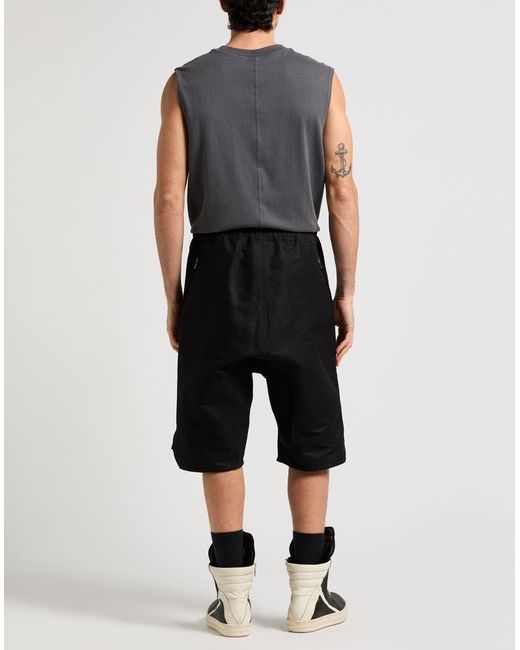Rick Owens Black Shorts & Bermuda Shorts Cotton, Elastane for men