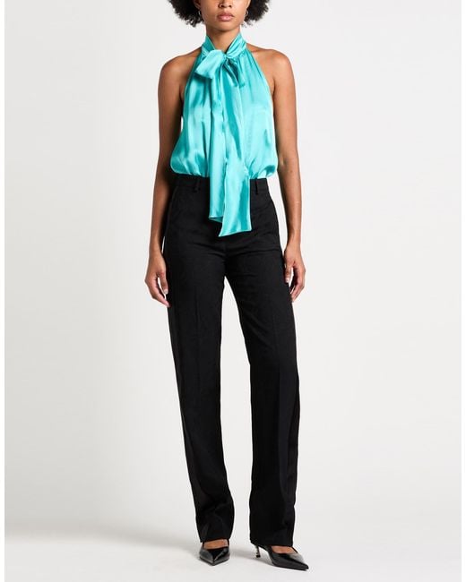 Versace Blue Pants Virgin Wool, Silk