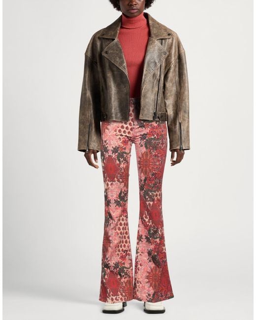 Gaelle Paris Red Brick Pants Cotton, Elastane