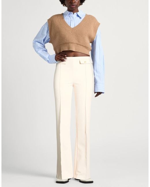 Elisabetta Franchi White Cream Pants Polyester, Elastane
