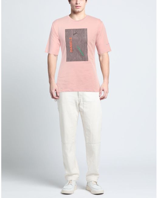 Grey Daniele Alessandrini Pink T-shirt for men