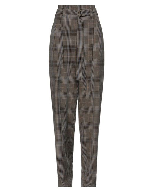 Semicouture Gray Pants Polyester, Viscose, Elastane
