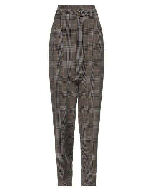 Semicouture Gray Pants Polyester, Viscose, Elastane