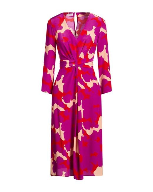 ROSSO35 Pink Midi Dress Silk