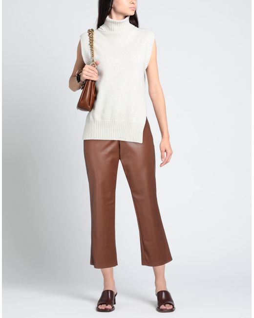 Semicouture Brown Pants Polyurethane, Polyester