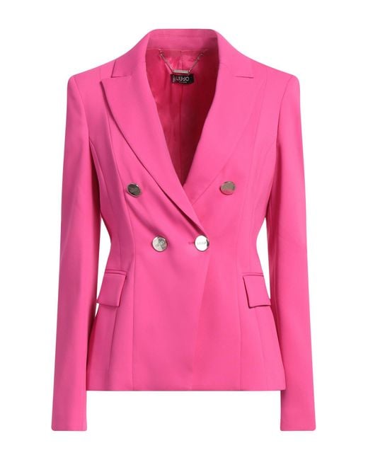 Liu Jo Pink Fuchsia Blazer Viscose, Polyester, Elastane