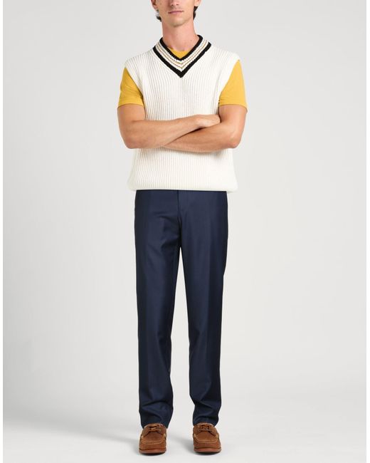 Paoloni Blue Pants Virgin Wool for men