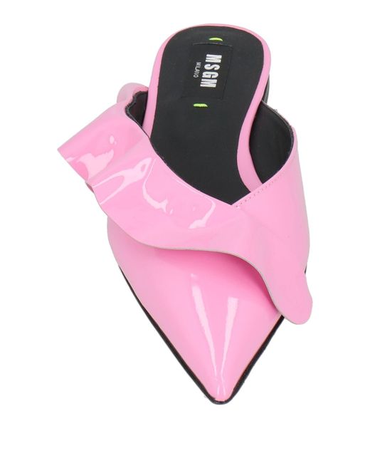 MSGM Pink Mules & Clogs Leather
