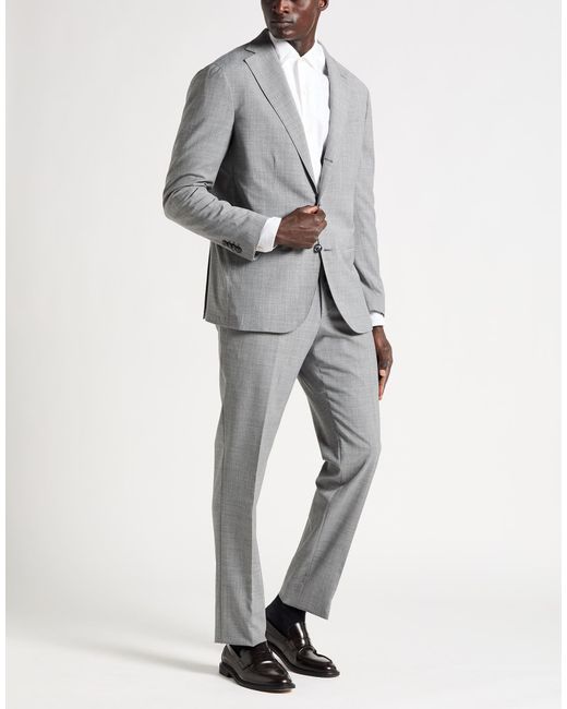 Barba Napoli Gray Suit Polyester, Wool, Elastane for men