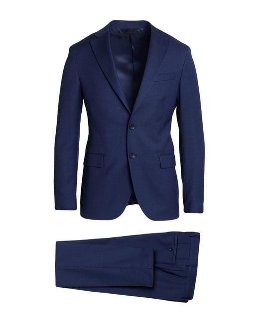 Paoloni Blue Suit Wool, Elastane for men