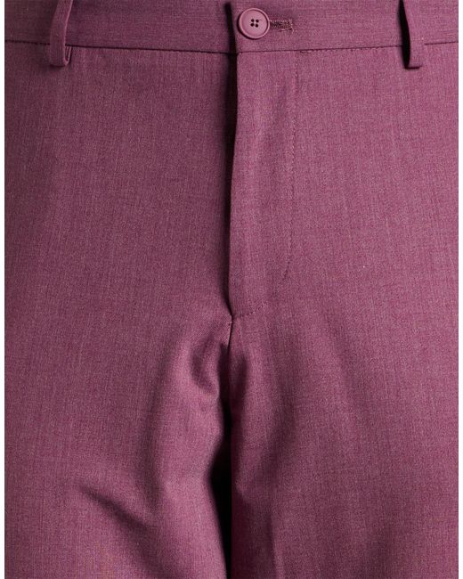 Boss Purple Mauve Pants Polyester, Wool, Viscose, Elastane for men