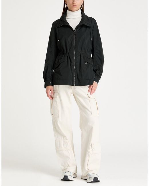 Moncler Black Dark Overcoat & Trench Coat Polyester