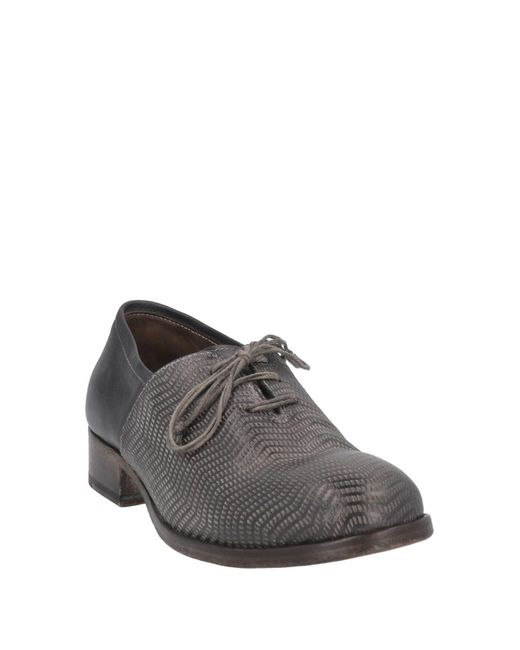 shotof Gray Steel Lace-Up Shoes Leather