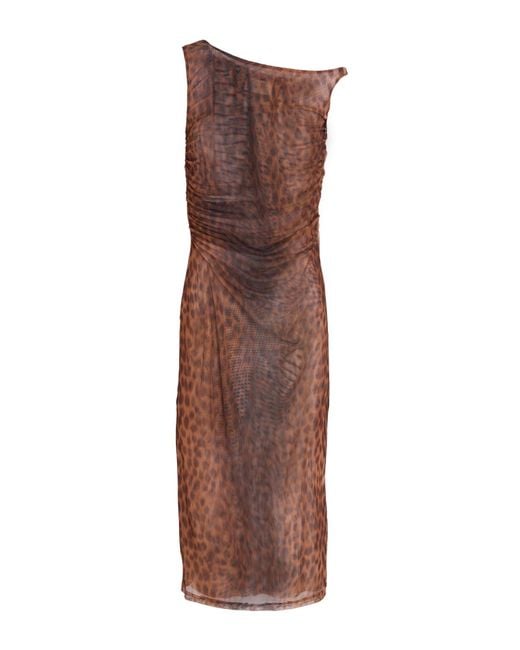 ViCOLO Brown Midi Dress Polyester, Elastane