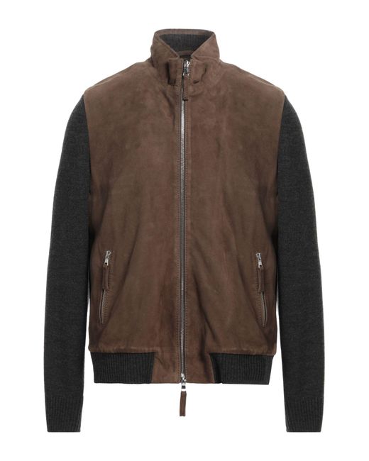 THE JACK AND JACKIE LEATHERS Brown Jacket for men