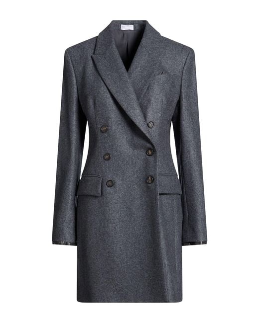 Brunello Cucinelli Gray Charcoal Coat Virgin Wool