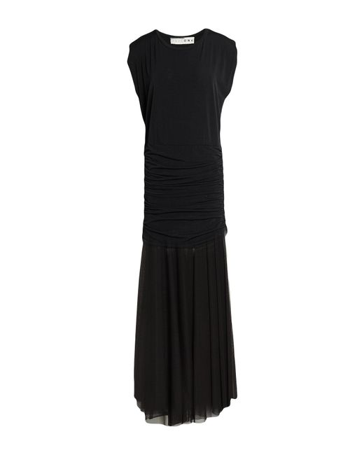 Haveone Black Maxi Dress Polyester, Elastane