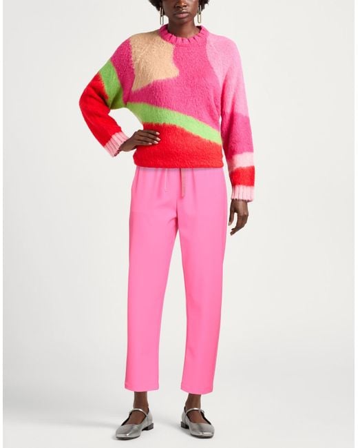 Semicouture Pink Fuchsia Pants Polyester, Viscose, Elastane