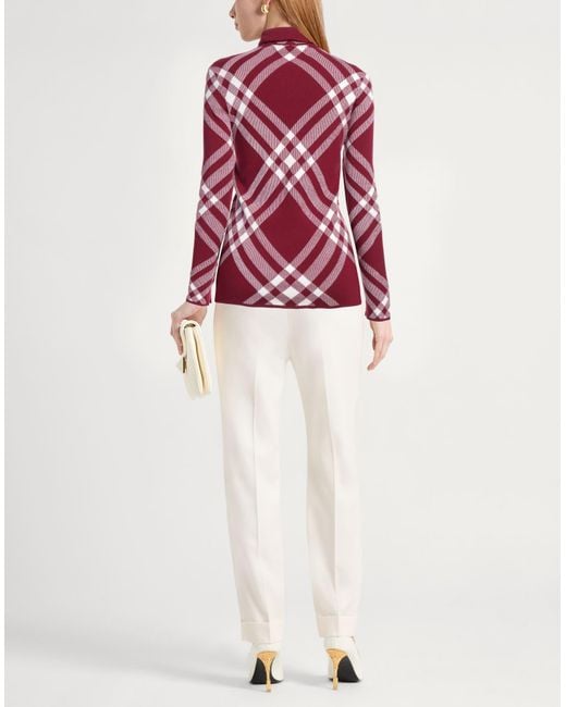 Burberry Red Burgundy Turtleneck Wool, Polyester, Polyamide