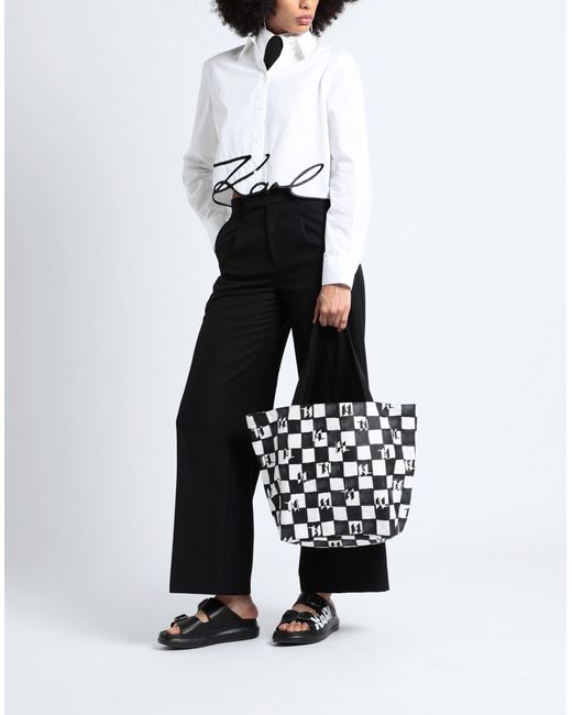 Bolso shopper Essential a cuadros Karl Lagerfeld de color Black
